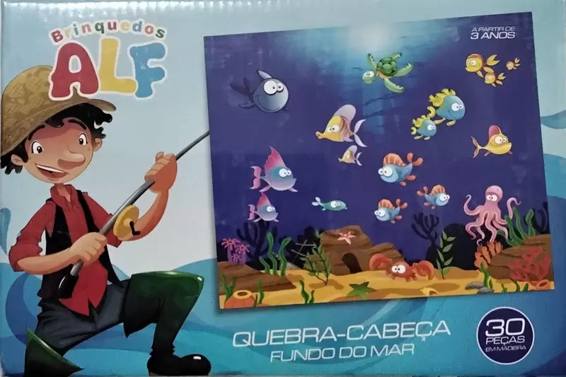 Brinquedo Educativo Quebra-cabeça em Blocos Fundo do Mar em Madeira