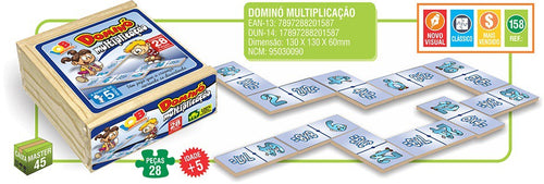 Load image into Gallery viewer, Dominó Multiplicação Jogo Educativo 28pçs Iob Madeira
